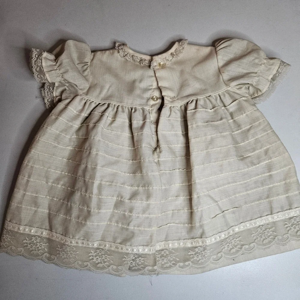 Vintage Christian Dior Enfant‎ Baby Dress Cream Lace Pintuck Heirloom French